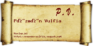 Pázmán Vulfia névjegykártya